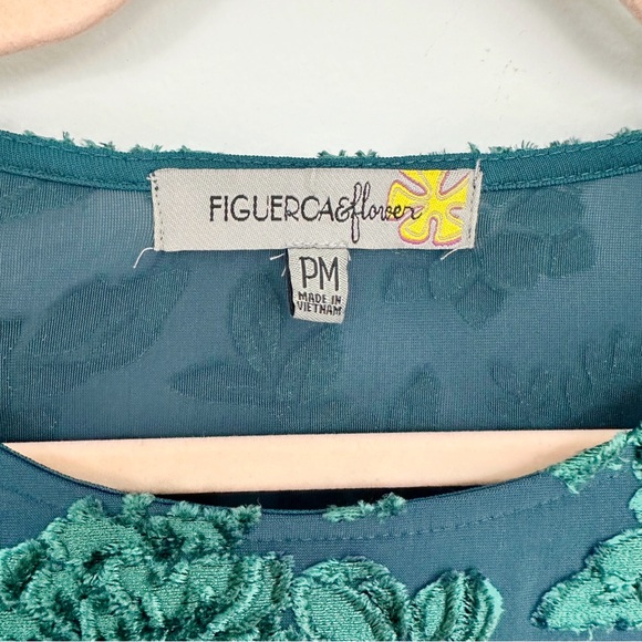 Emerald Teal 90’s Y2K Velvety Burnout Blouse, Flowy Sleeves, Whimsigoth - Picture 7 of 7